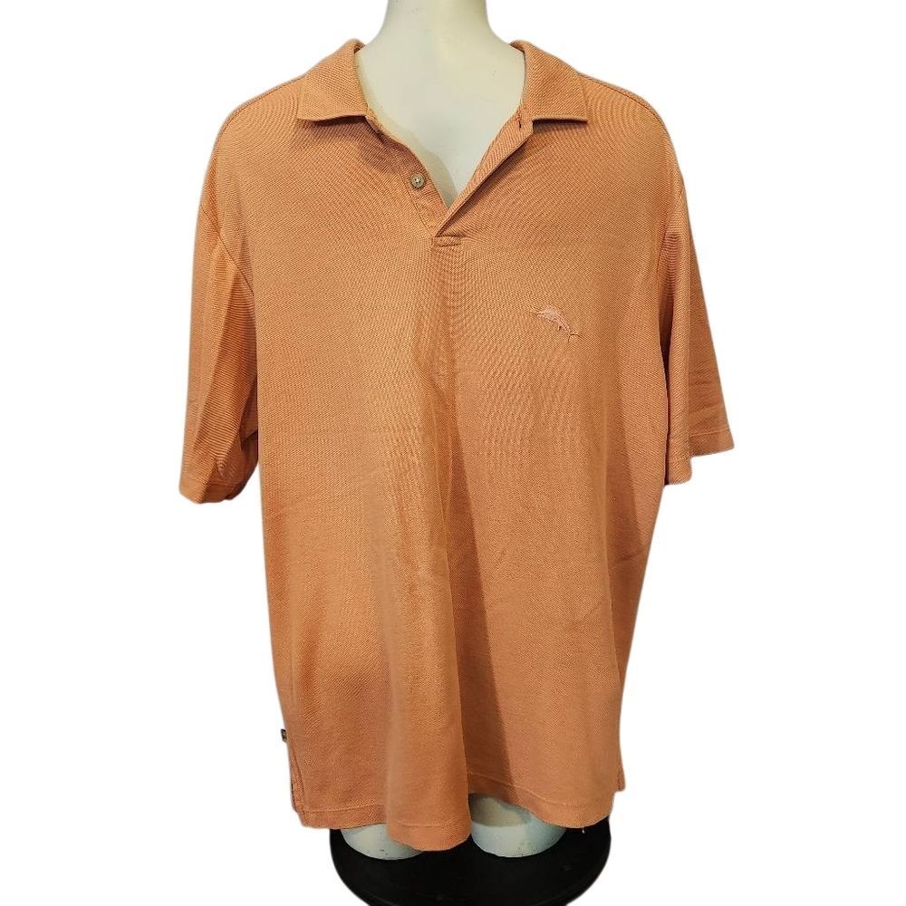 Men's Tommy Bahama Orange Pima Cotton Polo Shirt Size Large